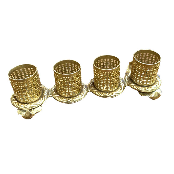 Vintage Gold Ormolu Old Hollywood Regency Style 4 Tube Lipstick Holder Stand - Picture 2 of 8